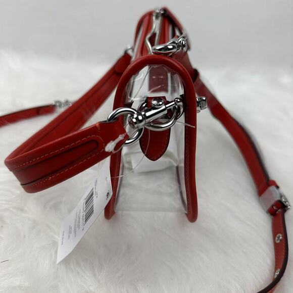 Coach Stadium Swinger Crossbody Bag In Clear PVC with Dust Bag CBH13 Red NWT - Picture 5 of 11
